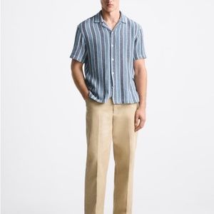 Zara Collared Shirt Blue Striped